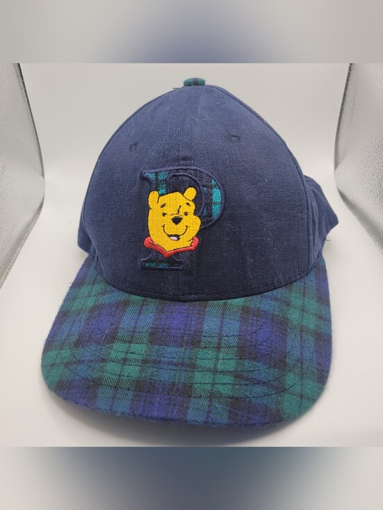 Disney Accessories - Vintage 90s Disney Store Winnie The Pooh Navy Blue Plaid Hat Cap Size Adu